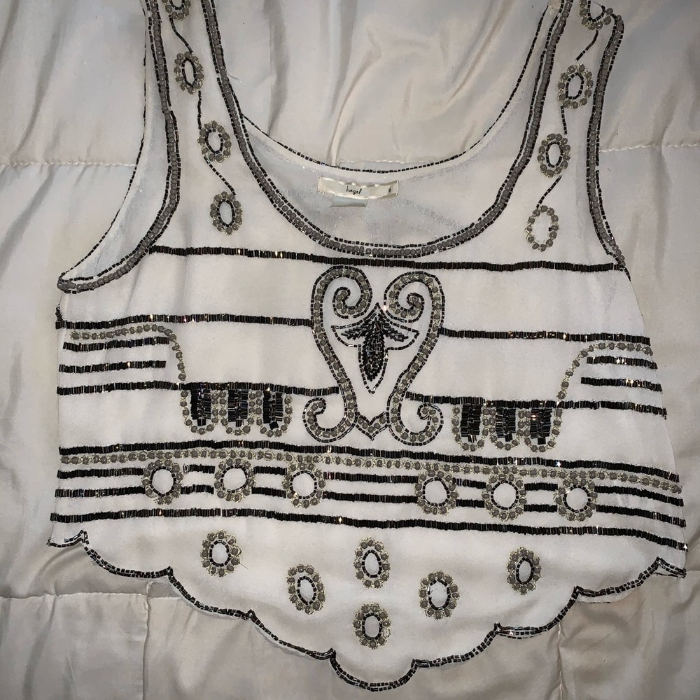 Urban Outfitters White Beaded Tank Top
